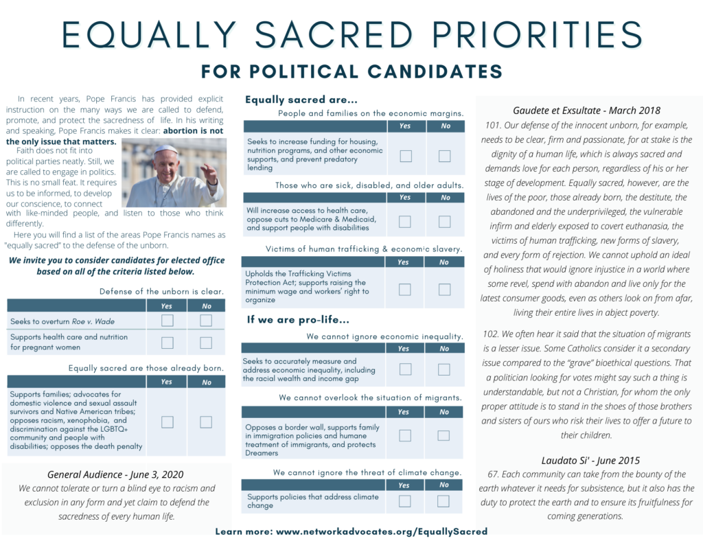 Our Commitment to Equally Sacred Issues - NETWORK Lobby