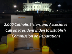 A table in front of the White House holds a large letter with signatures at the bottom and candles