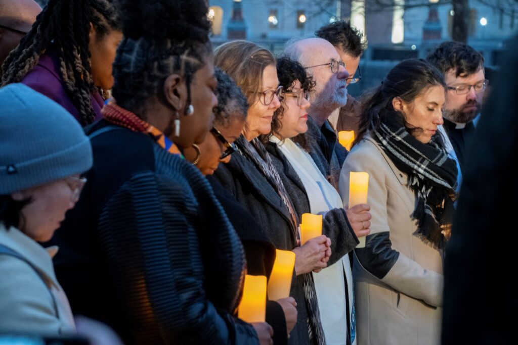 Christian leaders gather across from the U.S. Capitol Building for a sunrise vigil marking the second anniversary of the January 6 insurrection. Photo courtesy of Baptist Joint Committee for Religious Liberty.