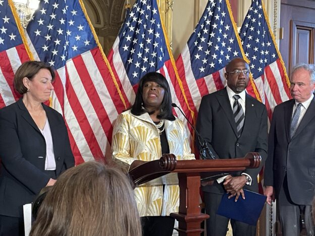 Members of Congress introduce the Freedom to Vote Act on July 18, 2023.