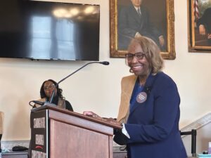 Joan F. Neal, NETWORK Interim Executive Director, speaks at an Ash Wednesday prayer service calling for a compassionate federal budget, March 5 on Capitol Hill. Photo: Catherine Gillette
