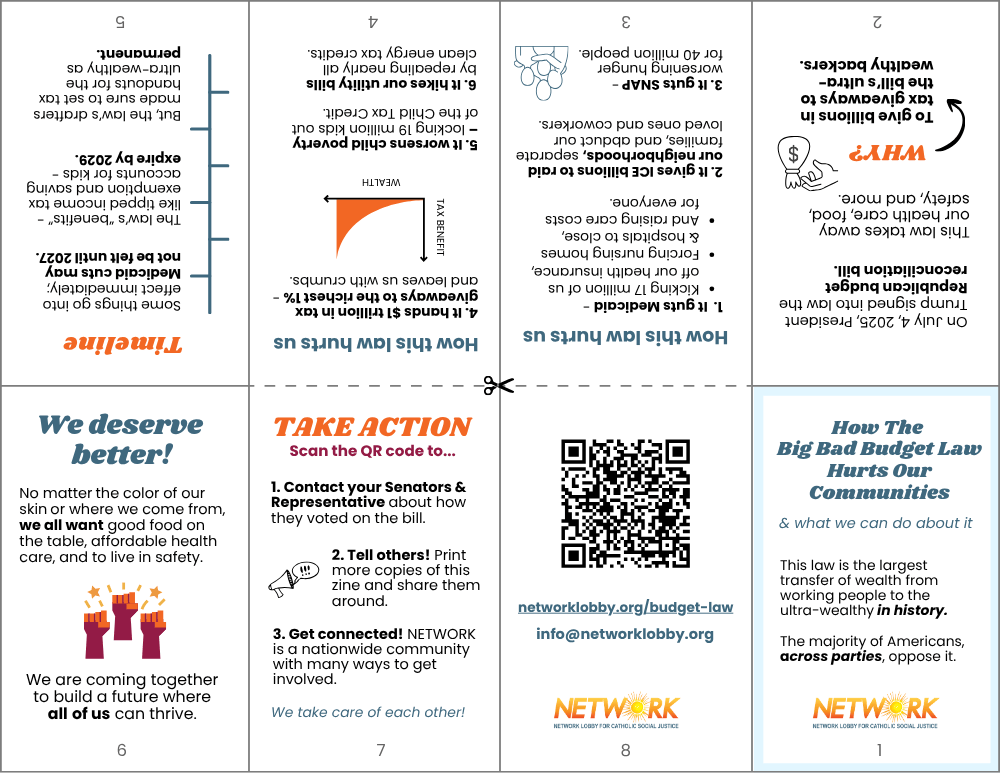 NETWORK's zine, a visual resource for resisting the big bad budget bill